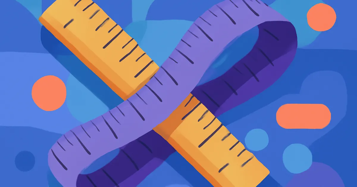 Colorful flat illustration of a ruler and measuring tape showing inches converting to centimeters