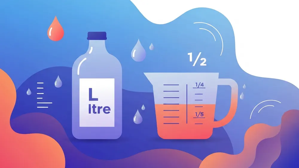One liter shown as just over four US measuring cups of liquid
