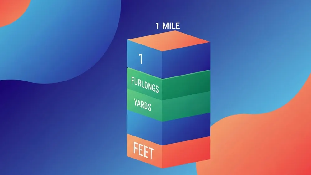 Colourful chart showing one mile broken into furlongs, yards and feet
