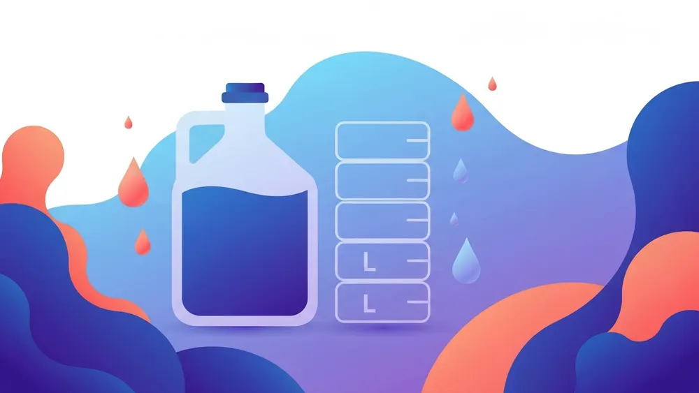 A US gallon jug shown equal to about 3.785 liters of water