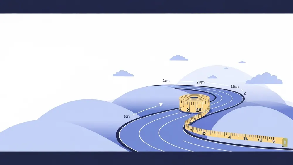 Conceptual illustration of a measuring tape stretching along a running track