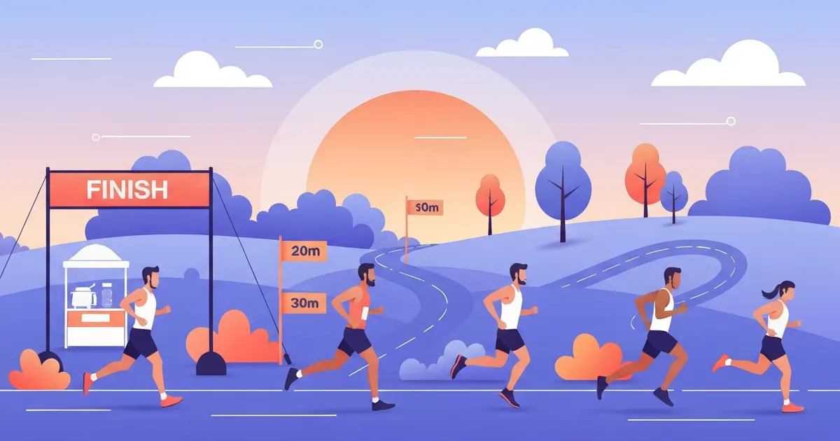 Illustration of a 5K running route showing the distance in miles and kilometers