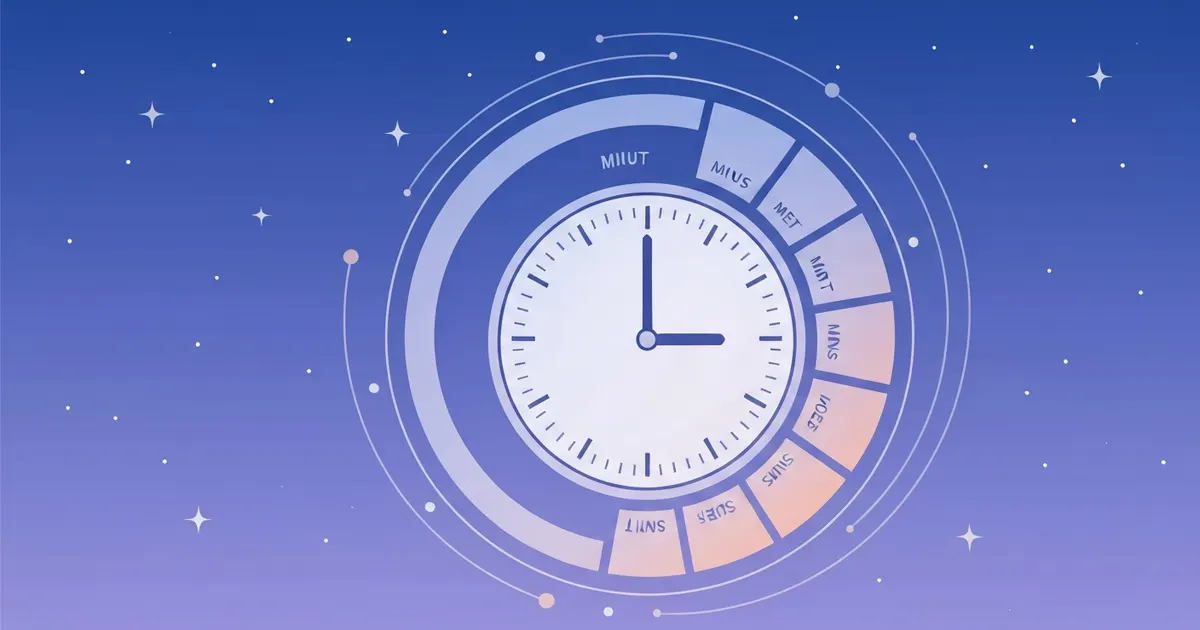 Illustration of a clock breaking a day into hours, minutes, and seconds
