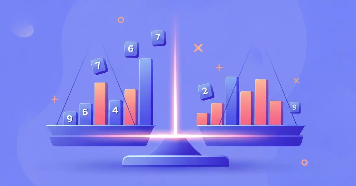 Colorful illustration of numbers being added together and divided to find an average value