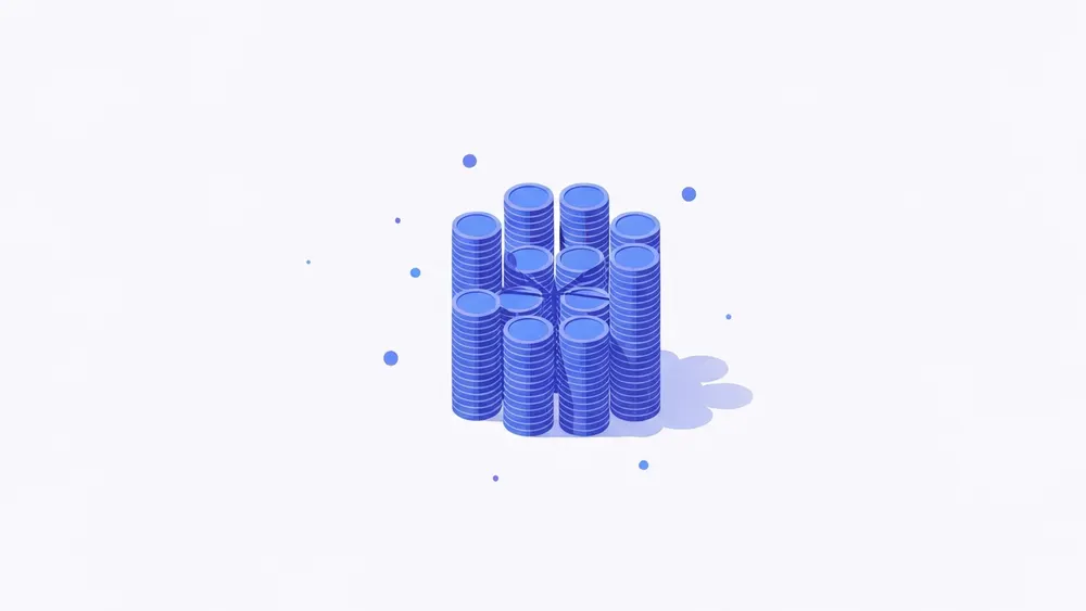 Conceptual illustration showing an annual salary splitting into twelve equal monthly portions