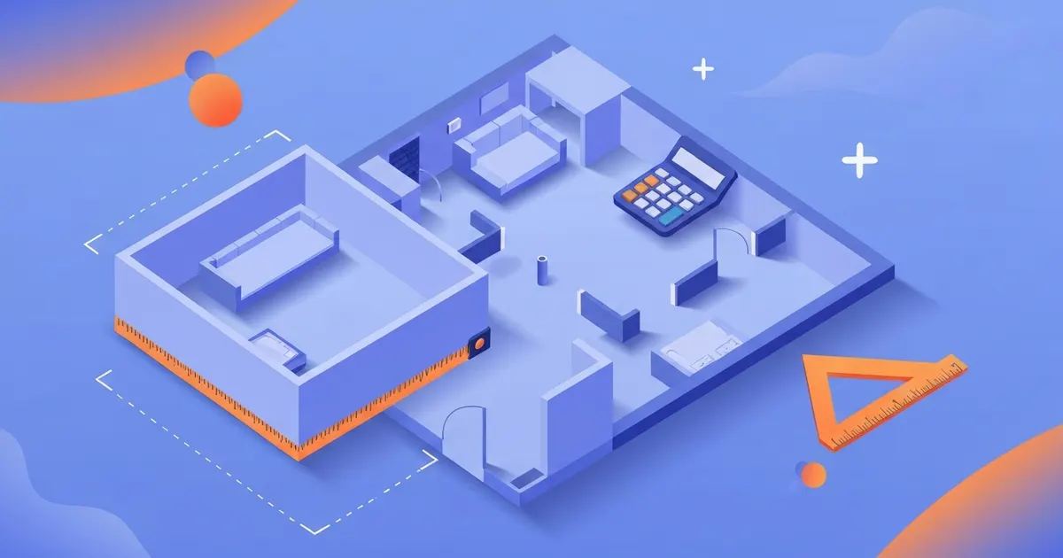 Colorful illustration of a floor plan with rooms measured to show square footage