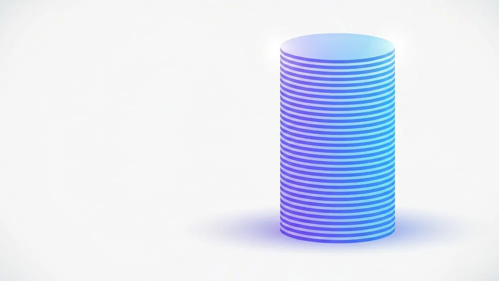 A cylinder shown as a stack of identical circular layers to illustrate that its volume is base area times height
