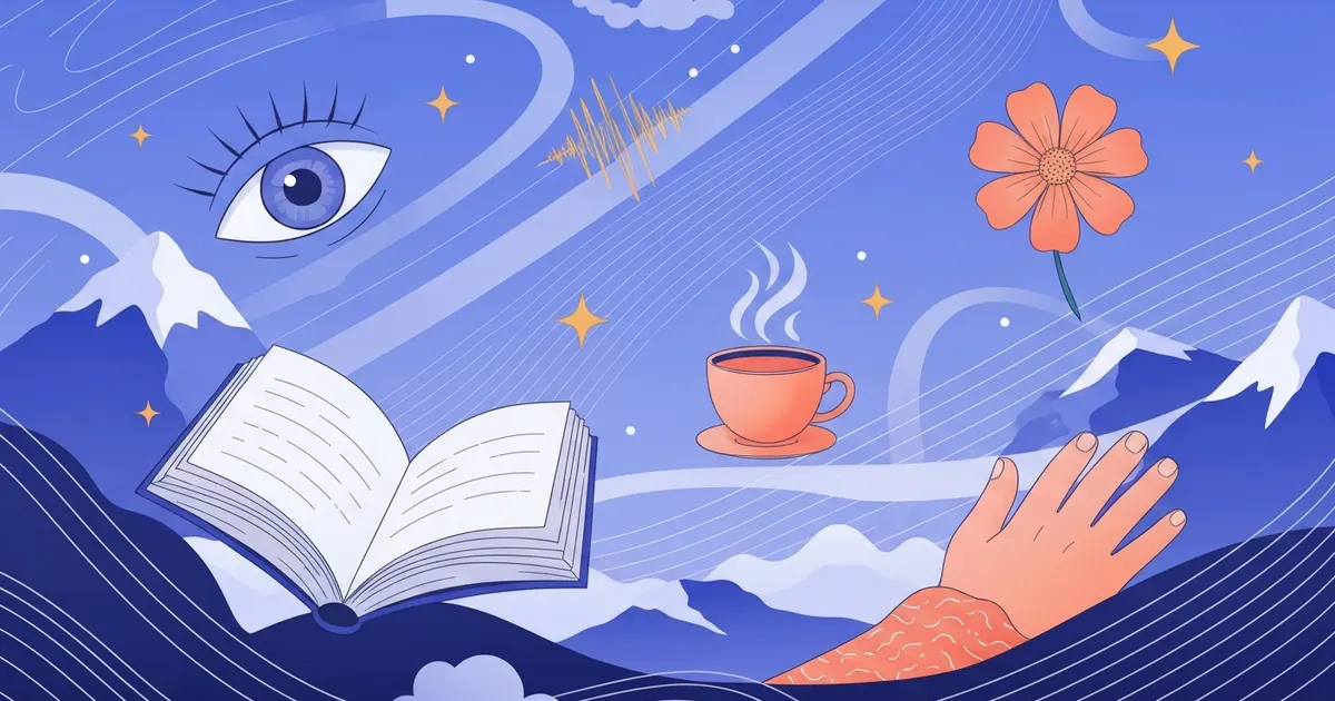 Colorful illustration of the five senses turning words into vivid mental pictures