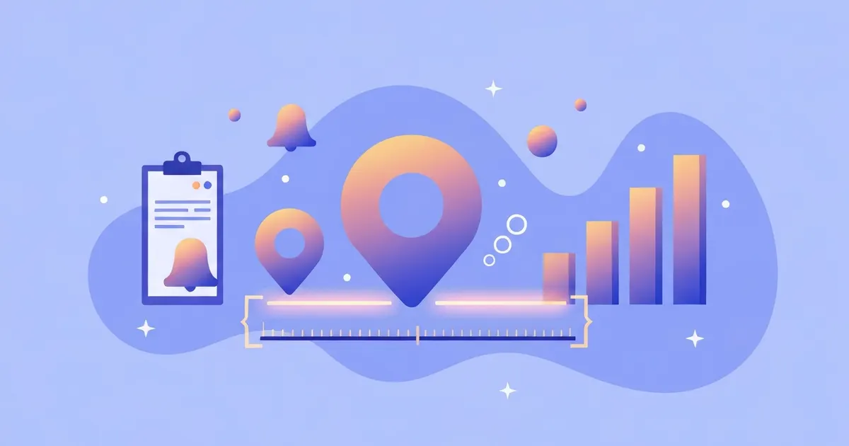 Colorful flat illustration of a survey result with a confidence range bracket around a central data point