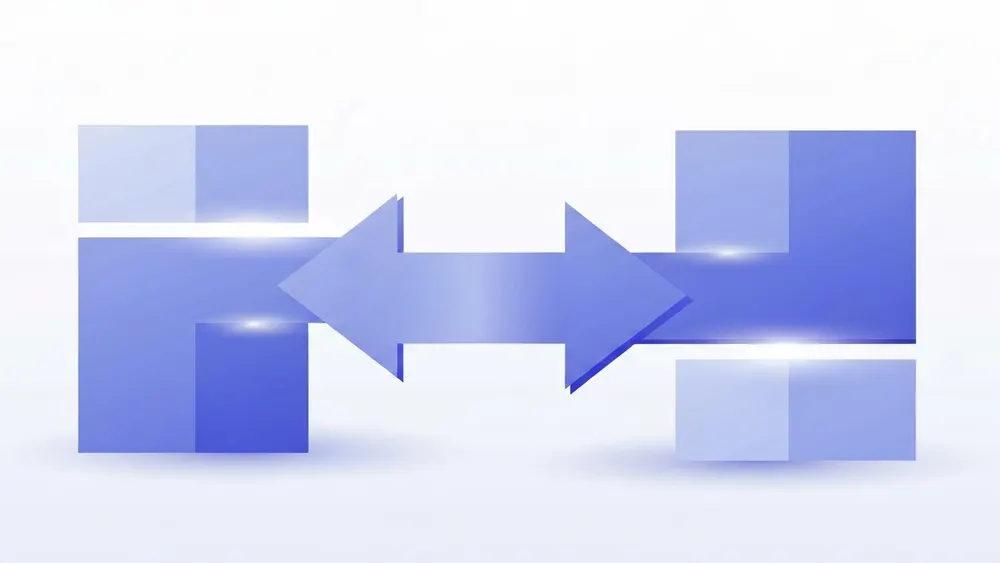 Two arrows showing an increase and a decrease between the same two values