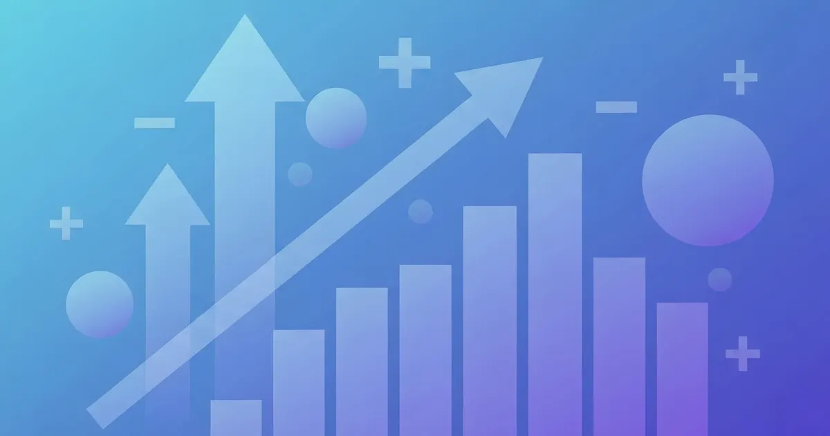 Illustration showing a value rising and falling with percentage arrows
