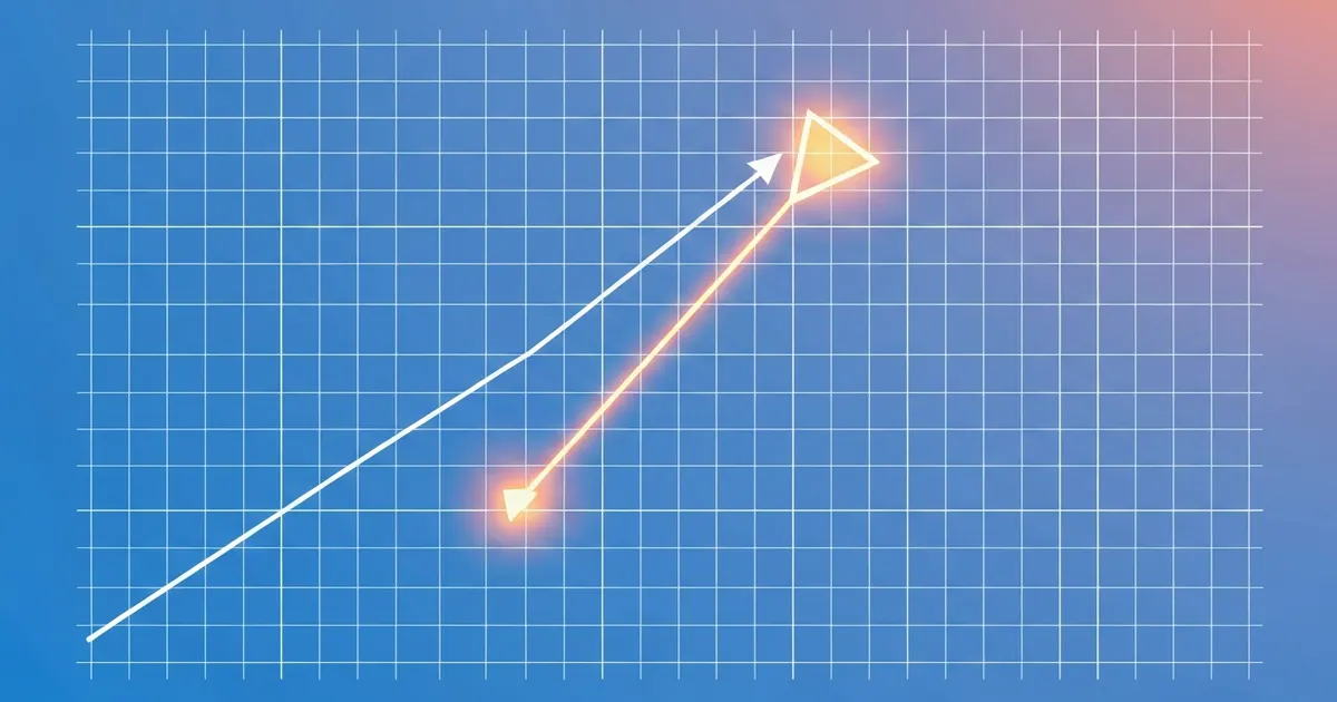 A line on a coordinate grid showing rise over run between two points