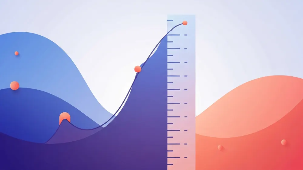 A colorful conceptual illustration of exponential growth curves paired with logarithmic scales